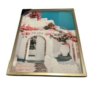 Prada Framed Mediterranean Print - White, Pink, Teal, Gold